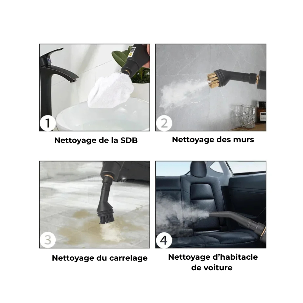 Nettoyeur vapeur haute pression Puissant & sans produit chimique